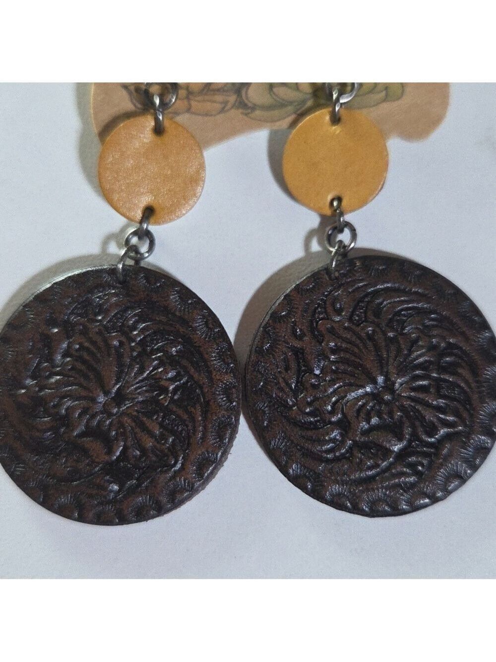 Justin Boots Brown Leather Earrings - Picture 6 of 6